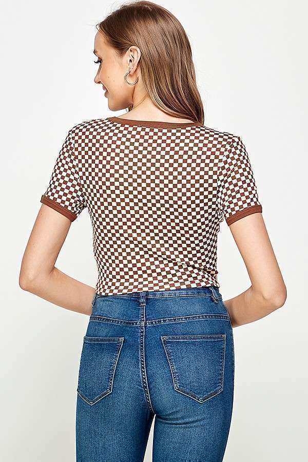 Cropped Checkered Tee