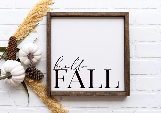 Hello Fall Wooden Sign