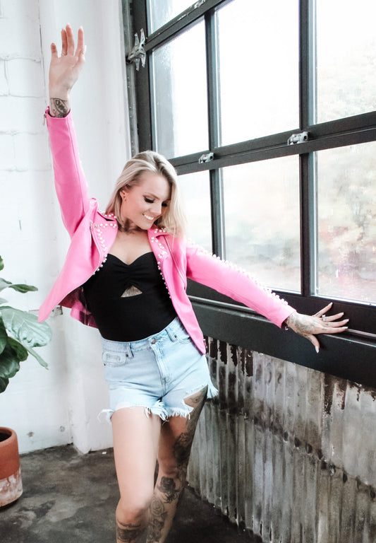 Beverly Hills Pink Pearl Moto Jacket