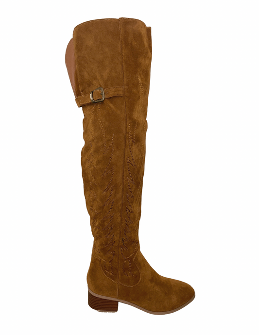 Rustic Glam Thigh High Boots Rust