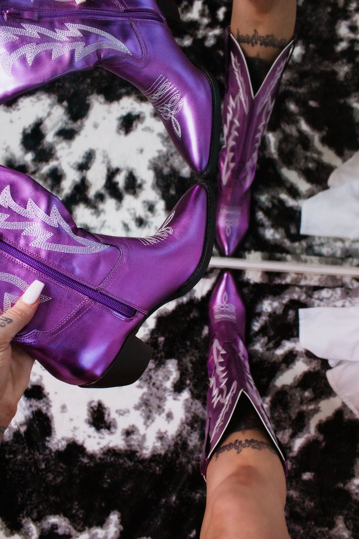 Neon Rodeo Purple Metallic Cowgirl Boots